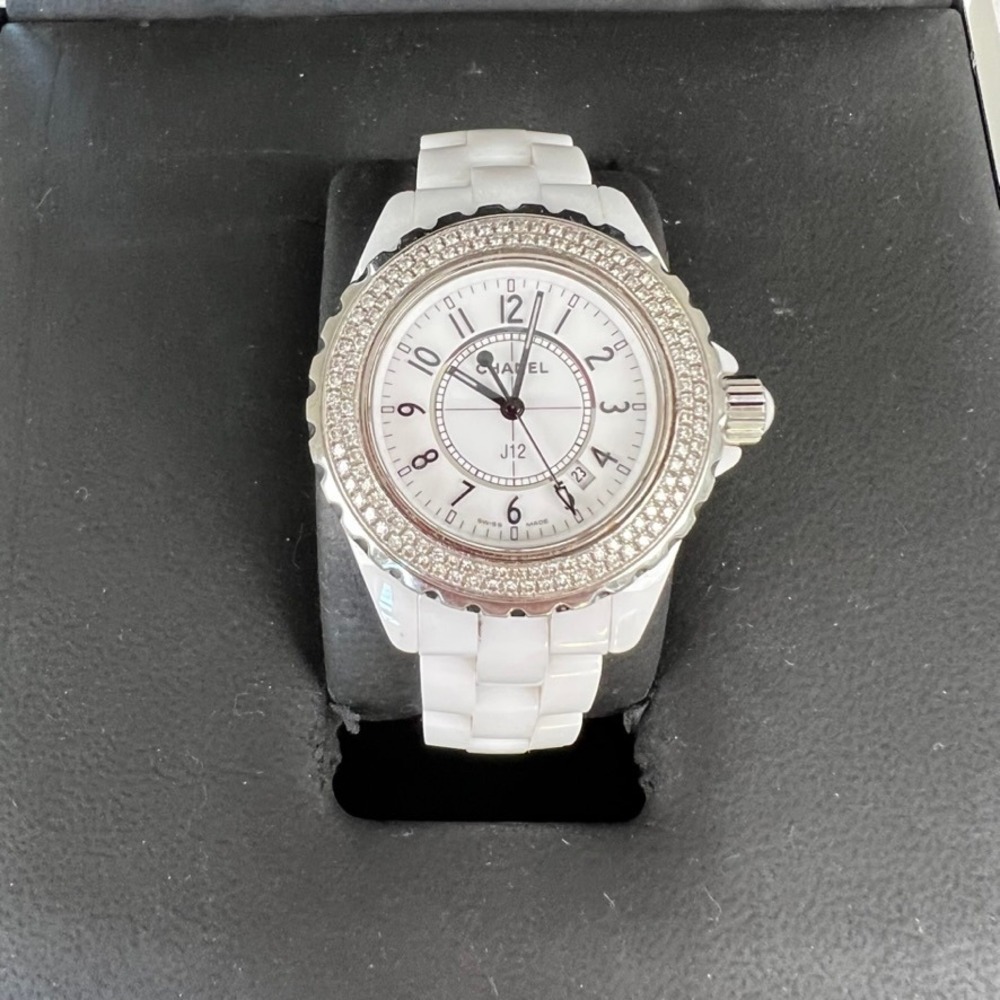 Chanel J12 White Ceramic Diamond Bezel Watch Swiss Made‎ H0968 H0967
